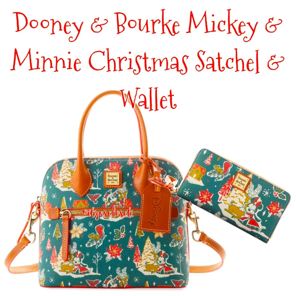 Dooney & Bourke Mickey Minnie Holiday Christmas Satchel & Wallet Bundle Set NWT